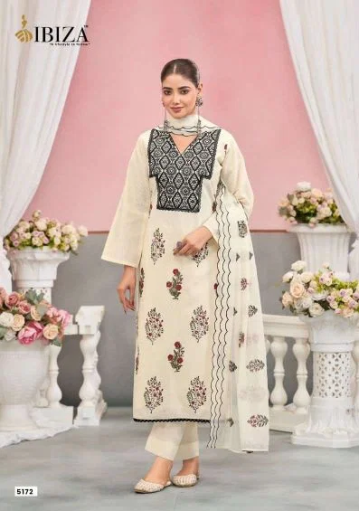 Enroot By Ibiza Cotton Embroidery Dress Material
